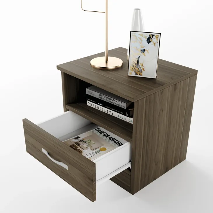Comodino 40x41h cm con cassetto moderno noce Selvaggia
