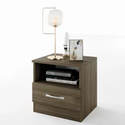 Comodino 40x41h cm con cassetto moderno noce Selvaggia