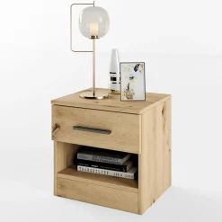 Comodino 40x41h cm con cassetto moderno rovere rustico Selvaggia
