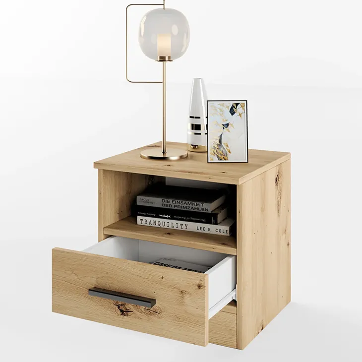 Comodino 40x41h cm con cassetto moderno rovere rustico Selvaggia