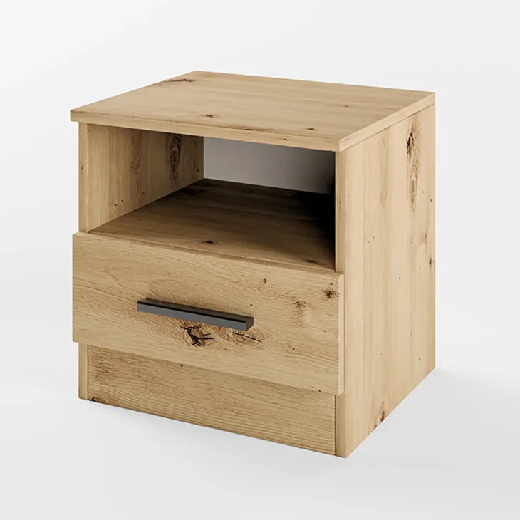 Comodino 40x41h cm con cassetto moderno rovere rustico Selvaggia