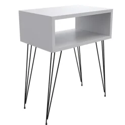 Comodino 45x59h cm design industrial bianco Jamar