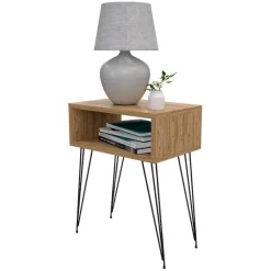 Comodino 45x59h cm design industrial rovere Jamar