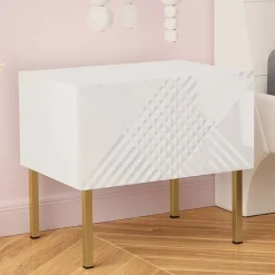 Comodino 50x46h cm design moderno bianco lucido Marisa