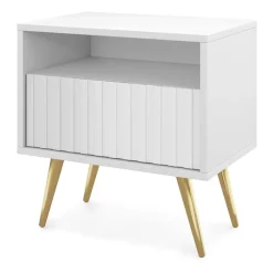 Comodino 47x48h cm moderno cannettato bianco Celestia