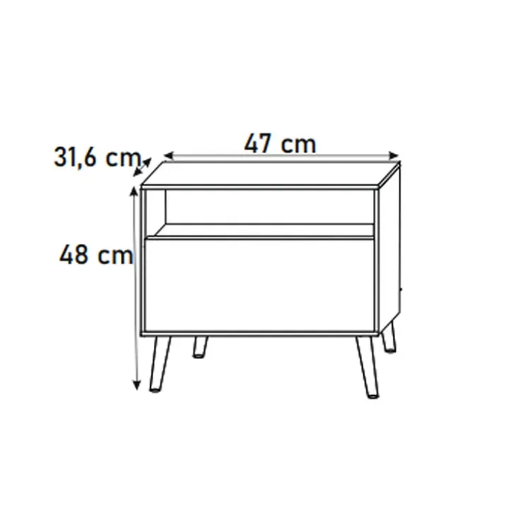 Comodino 47x48h cm moderno cannettato bianco Celestia