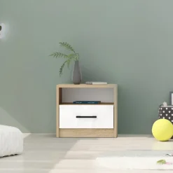 Comodino 40x35h cm moderno rovere bianco Chiaretto