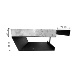 Comodino 39x15h cm sospeso ad incastro legno massello metallo rovere nero Venalia