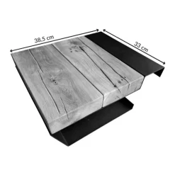 Comodino 39x15h cm sospeso ad incastro legno massello metallo rovere nero Venalia