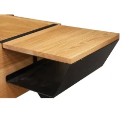 Comodino 33x15h cm sospeso ad incastro legno massello metallo rovere nero Cortelia