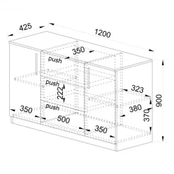 Comò 120x91h cm 2 ante 3 cassetti noce antracite Onice