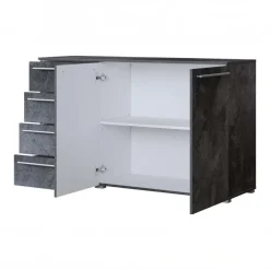 Comò 135x81h cm 2 ante 4 cassetti ossido effetto pietra Frisk
