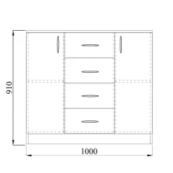 Comò 100x91h cm 2 ante con cassetti moderno rovere sonoma Marian