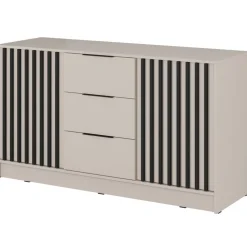 Comò 155x86h cm 2 ante con cassetti moderno beige cashmere Miller