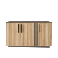 Comò 138x80h cm 3 ante moderno rovere tortora Amelia