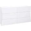 Comò 150x82h cm 6 cassetti moderno bianco lucido Neve