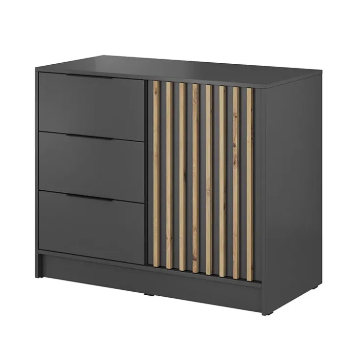Comò 105x86h cm con cassetti moderno antracite quercia Miller