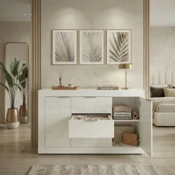 Comò 120x80h cm moderno bianco lucido Alina