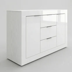 Comò 120x80h cm moderno bianco lucido Alina