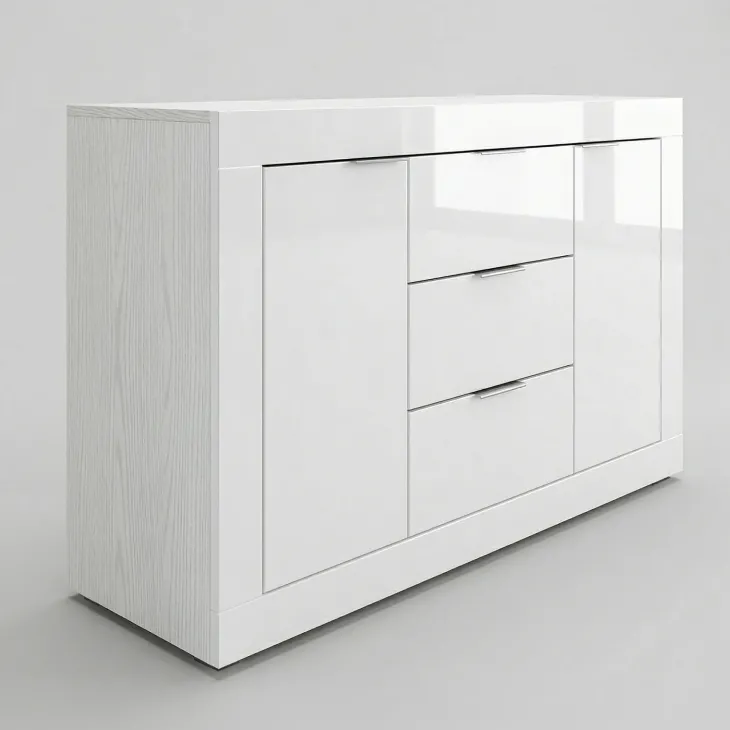 Comò 120x80h cm moderno bianco lucido Alina
