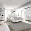 Comò 104x85h cm moderno bianco opaco frassinato con serigrafia e specchio Olimpo