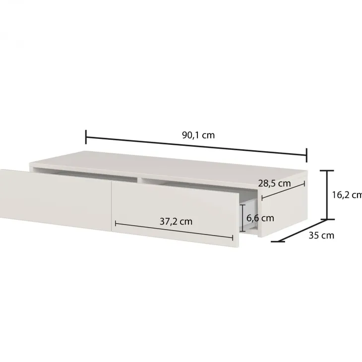 Consolle ingresso sospesa 90x17h cm 2 cassetti beige cashmere Simple