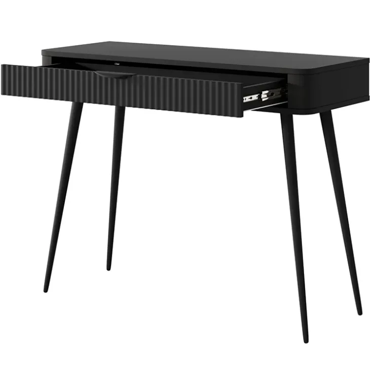 Consolle ingresso 100x78cm 1 cassetto nero opaco cannettato Ramis