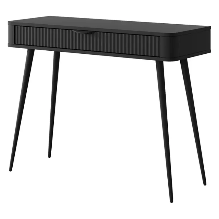 Consolle ingresso 100x78cm 1 cassetto nero opaco cannettato Ramis