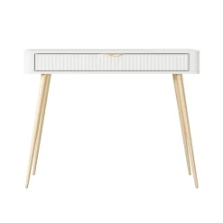 Consolle ingresso 100x78h cm 1 cassetto bianco opaco cannettato Ramis