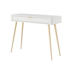 Consolle ingresso 100x78h cm 1 cassetto bianco opaco cannettato Ramis