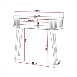 Consolle ingresso 100x86h cm con ripiano effetto marmo bianco dorato Valeris