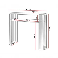 Consolle ingresso 100x86h cm con ripiano nero Elisera