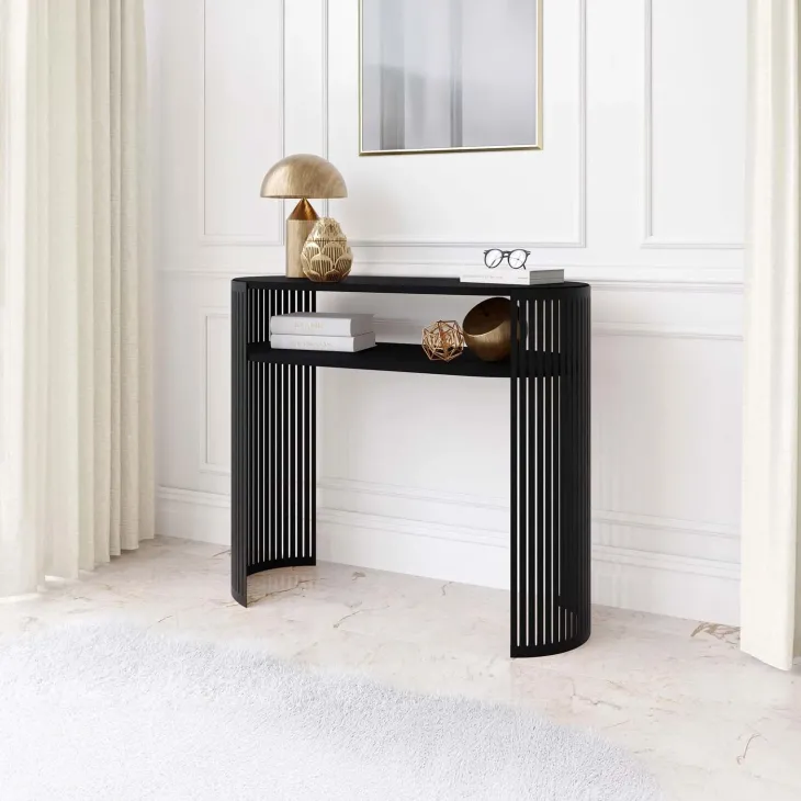 Consolle ingresso 100x86h cm con ripiano nero Elisera