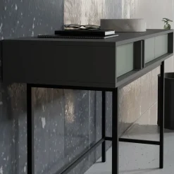 Consolle 123x83 cm 2 cassetti antracite verde Essenzia