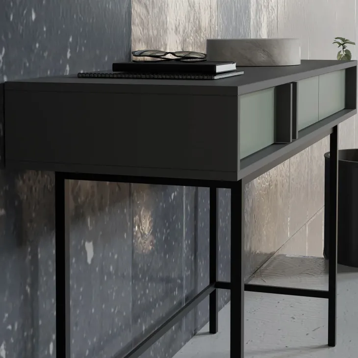 Consolle 123x83 cm 2 cassetti antracite verde Essenzia
