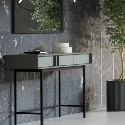 Consolle 123x83 cm 2 cassetti antracite verde Essenzia