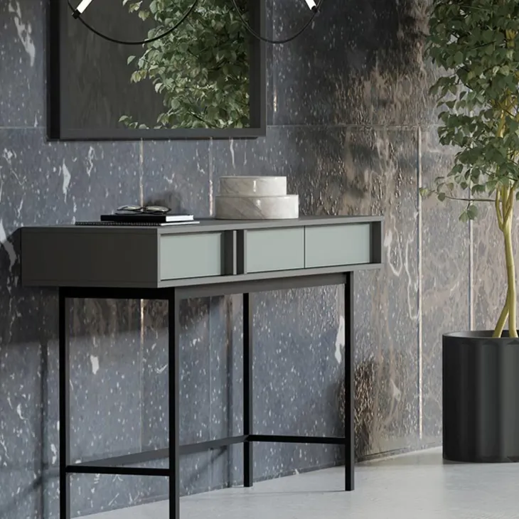 Consolle 123x83 cm 2 cassetti antracite verde Essenzia