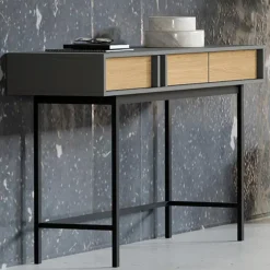 Consolle 123x83 cm 2 cassetti antracite rovere Essenzia
