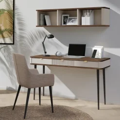 Consolle 130x82 cm 3 cassetti beige cashmere noce Arden