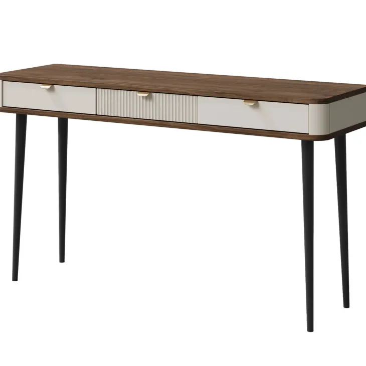 Consolle 130x82 cm 3 cassetti beige cashmere noce Arden