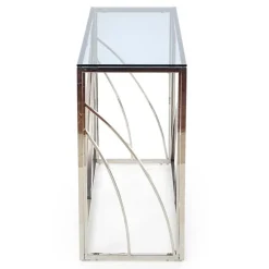 Consolle 120x78cm moderna in vetro fumè argento Hersol