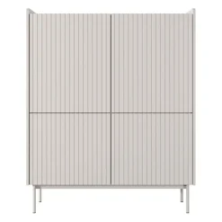 Credenza alta 103x126cm 4 ante beige cannettato rovere Fioca