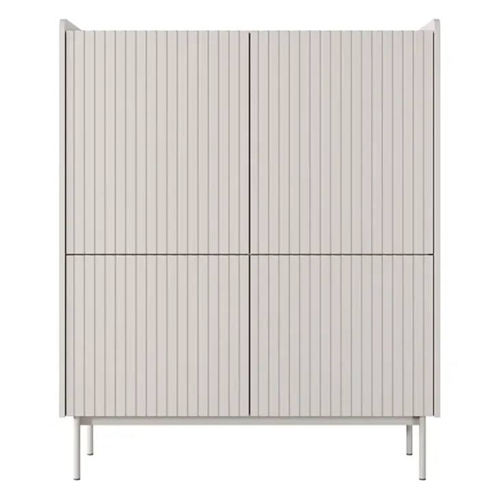 Credenza alta 103x126cm 4 ante beige cannettato rovere Fioca