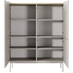Credenza alta 103x126cm 4 ante beige cannettato rovere Fioca