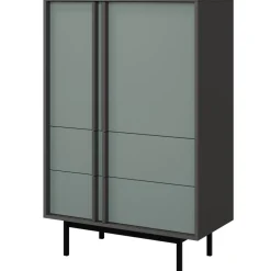 Credenza alta 83x127 cm 2 ante 2 cassetti antracite verde Essenzia