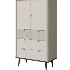Credenza alta 90x142 cm 2 ante 3 cassetti beige cashmere noce Arden