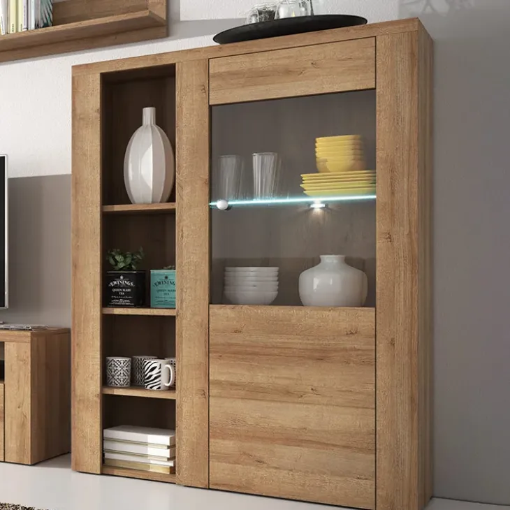 Credenza alta 100x145h cm 1 anta moderna rovere Paloma 2