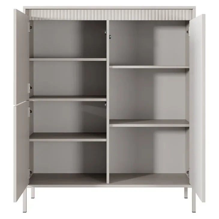Credenza alta 104x124h cm 3 ante beige cannettato Ciar
