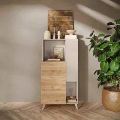 Credenza alta 81x154h cm 2 ante beige rovere chiaro Witty