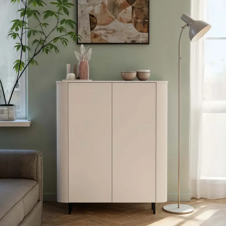 Credenza alta 130x154h cm 2 ante beige cashmere Lucrezia